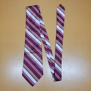 Sears The Mens Store Striped Silk Tie Burgundy Pink Blue Gold Classic